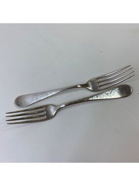Vintage W. Arnold Engraved Silver Forks Floral Cutlery Set 2